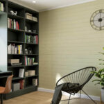 Beige wood accent wall, wood wall paneling