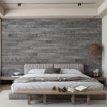 Gray wood accent wall, wood wall paneling for bedroom