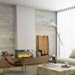 White wood accent wall for Japandi living room, peel and stick wall panels