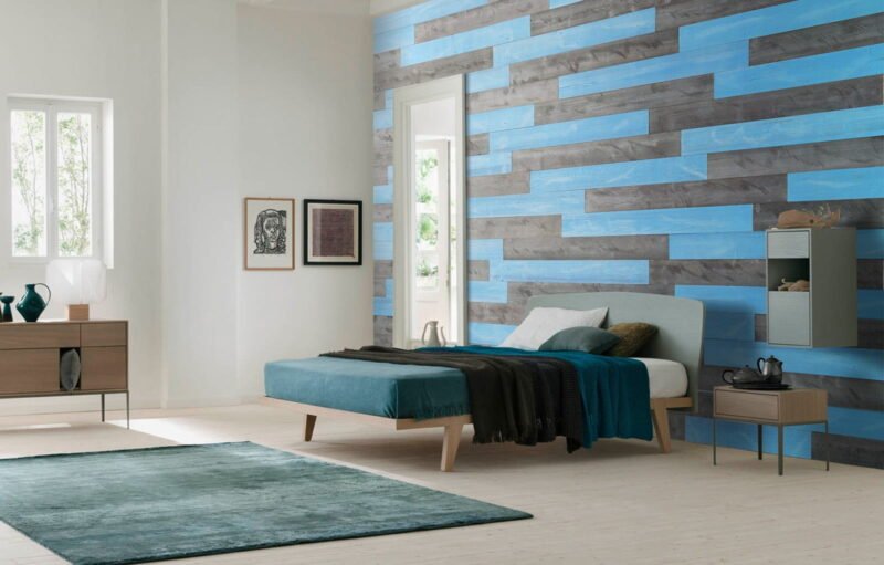 Natural Gray, Blue Sky - Peel and Stick Planks - WoodyWalls