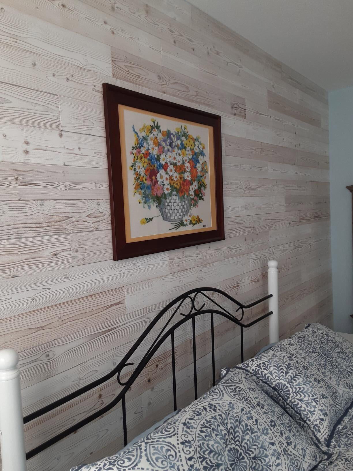 White Washed - Peel and Stick Wood Planks - Bedroom