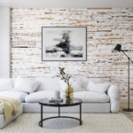 White barn wood wall in living room