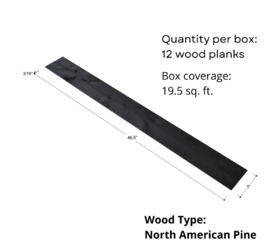 Charcoal (Black) <br>Peel and Stick Wood Planks 17