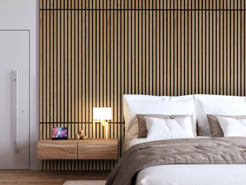 Slat wall with decorative wood panels for walls