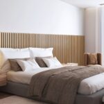 Woodywalls panel headboard with slat panels