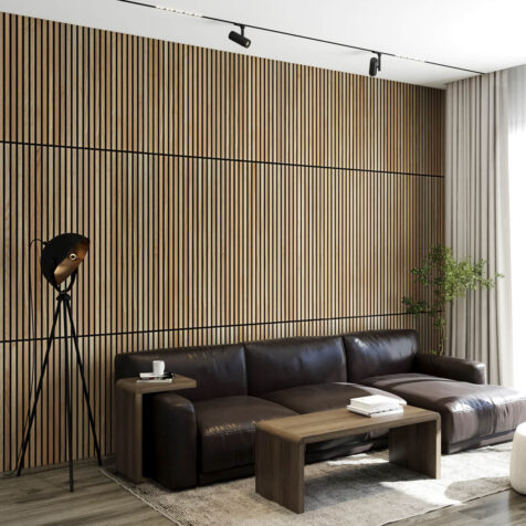 living room wood slat wall panels