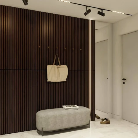 Brown wood accent wall