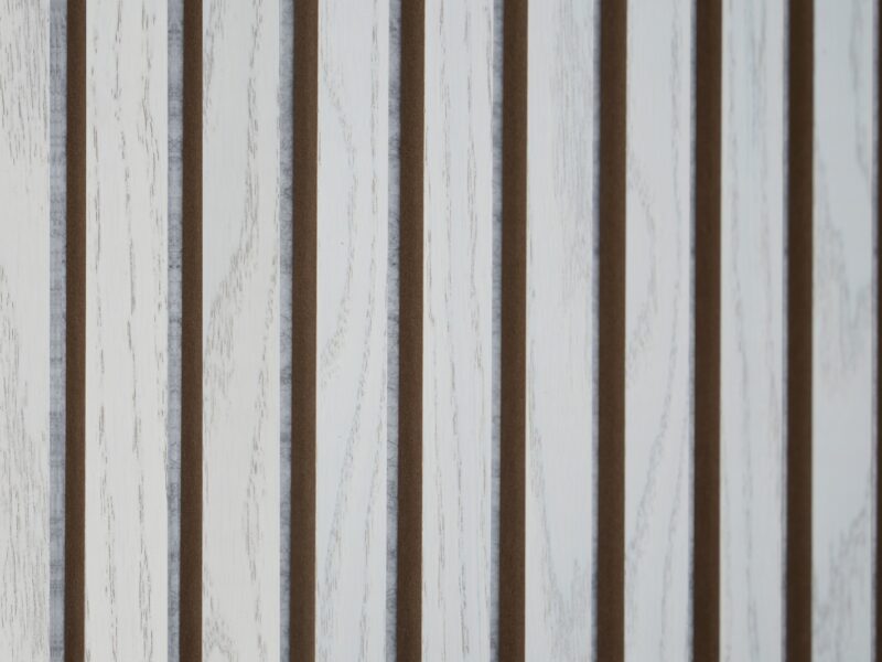 white slatted wood wall panels