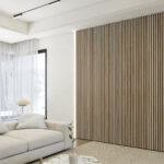 Modern wood accent wall for Japandi living room