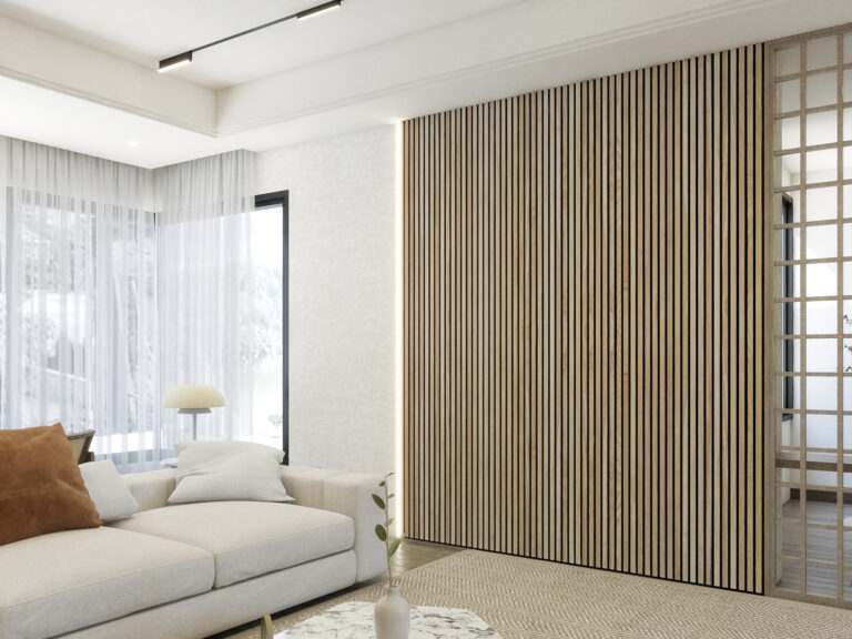 White Ash Full Height Wood Slat Wall Panels 2
