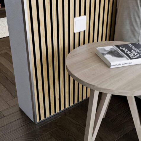 Metal edge trim for wood accent wall