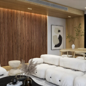 Walnut Full Height Wood Slat Wall Panels 2