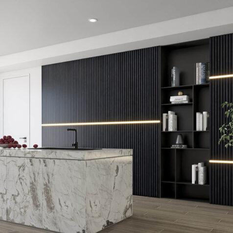 Black accent wall living room