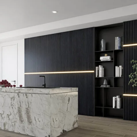 Black accent wall living room