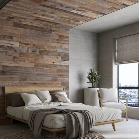 Barn wood wall with edge trim