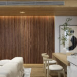 Walnut long wood slat wall panels for modern wood slat accent wall