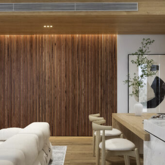 Walnut Full Height Wood Slat Wall Panels
