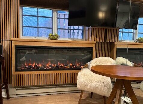 DIY fireplace with slat wall panels