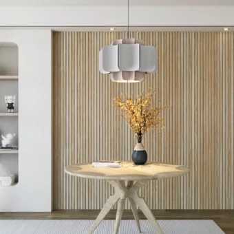 White Ash With Grey Felt Full Height Wood Slat Wall Panels