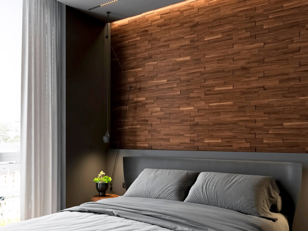 Walnut Linear <br>3D Wall Panels