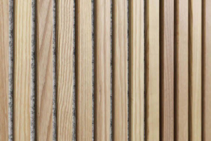 White Ash With Grey Felt Full Height Wood Slat Wall Panels 4