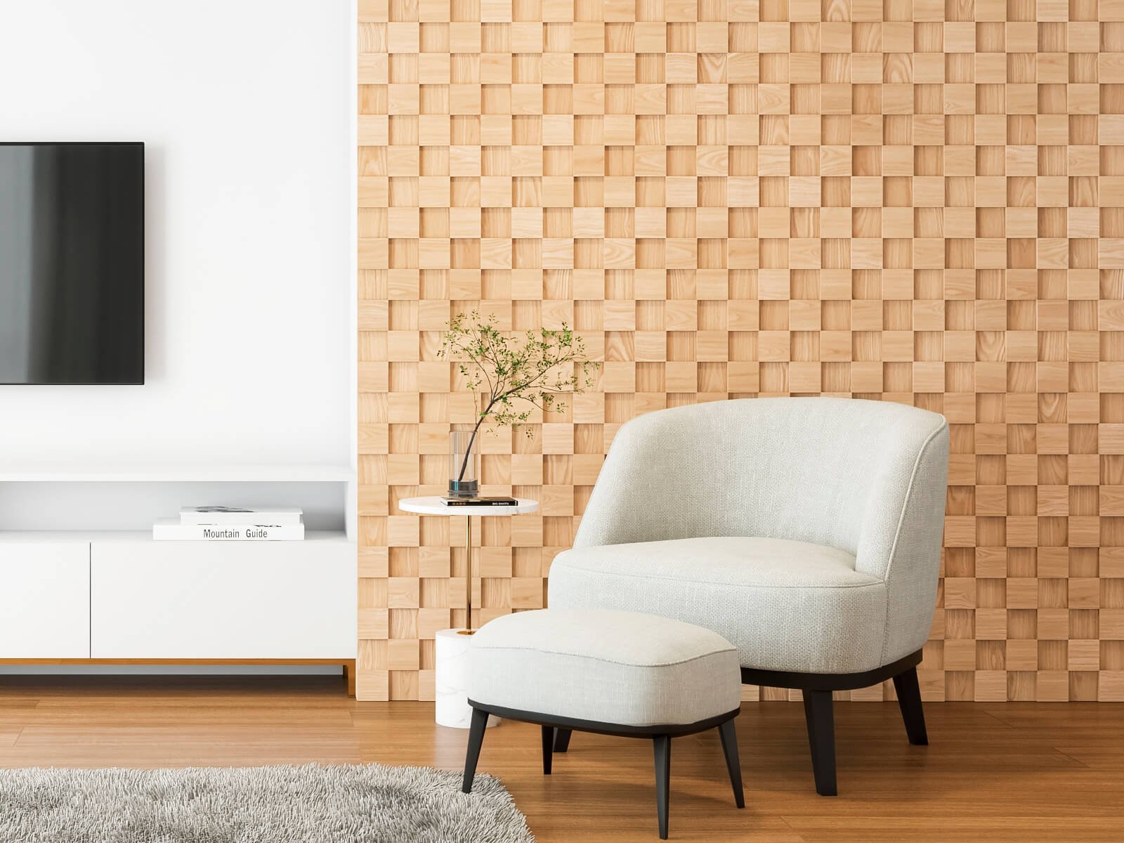 White Ash Square <br>3D Wall Panels