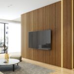 Accent wall for tv with WoodyWalls slat wall panels