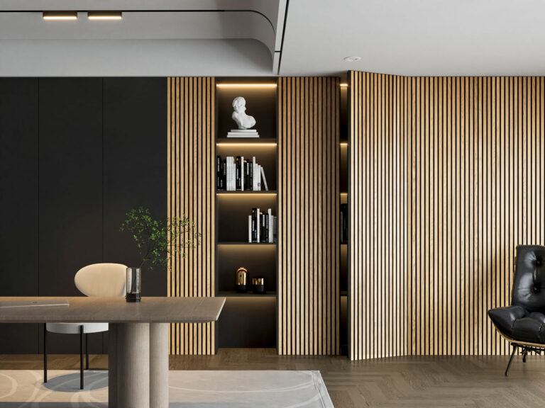 Oslo Full Height Wood Slat Wall Panels 2