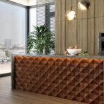 walnut 3d wall panels for modern kitchen island