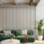 Roma full height slat wall wood paneling for white accent wall