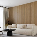 White Ash fluted wood panels for living room