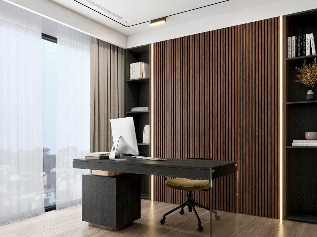 Copenhagen Full Height Wood Slat Wall Panels 9