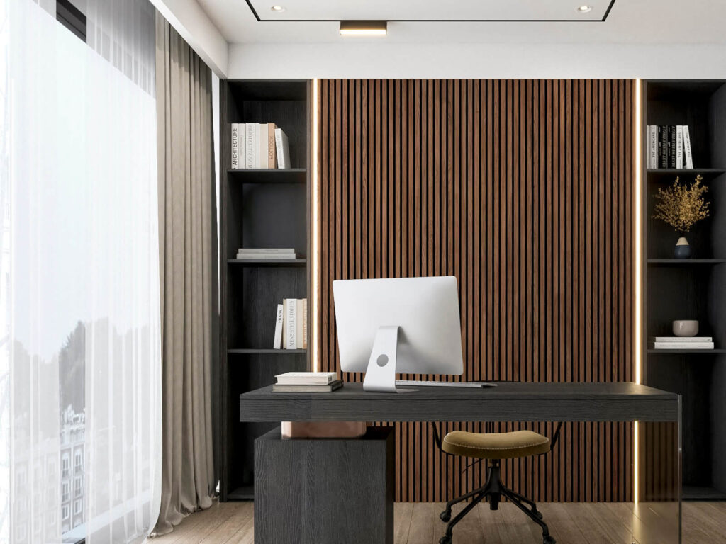 Copenhagen Full Height Wood Slat Wall Panels 8