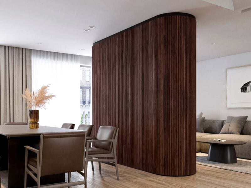 Walnut Flexible wall panels, real wood paneling