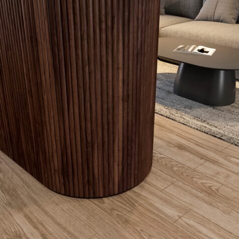Walnut tambour wood paneling for curve surface