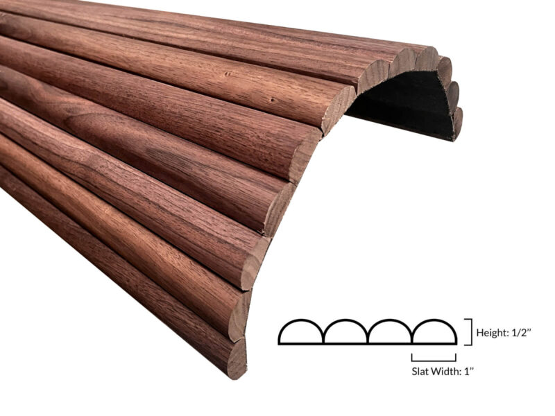 1&Quot; Half-Round Walnut Tambour Wood Panels 5