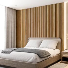 White Oak Full Height Solid Wood Slat Wall Panels 2