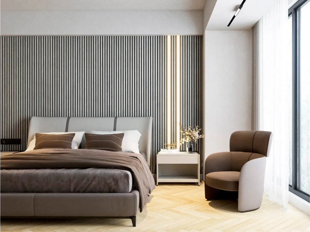 Behind the headboard